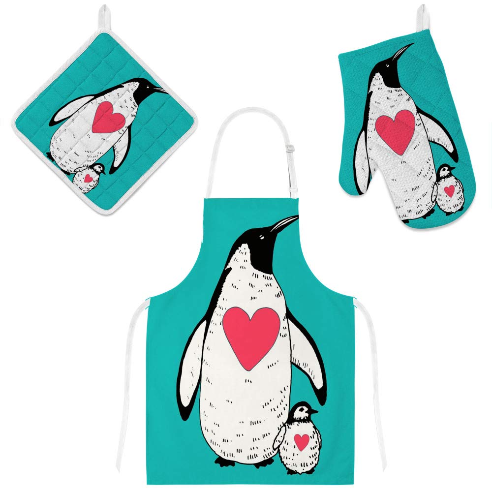 Tablier de cuisine pingouin étanche contre les taches et vêtements mouillés