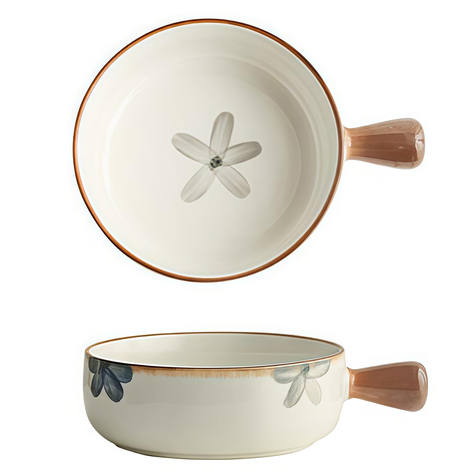 Miska na zupę z uchwytami, ceramiczny kubek do zupy cebulowej, 650 ml, nadaje się do kuchenki mikrofalowej dla łatwego podgrzewania, trwały i stylowy design do użytku domowego lub restauracji, idealny