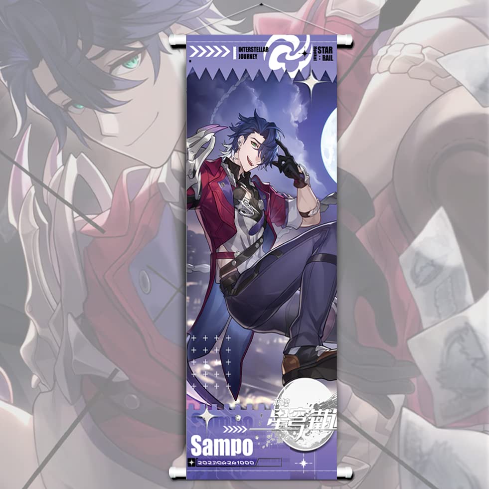 Yuedevil Honkai Star Rail Poster March 7th Scroll Poster Honkai Star Rail Game Hanging Wall Art Premium Artistic Canvas for Bedroom Decor