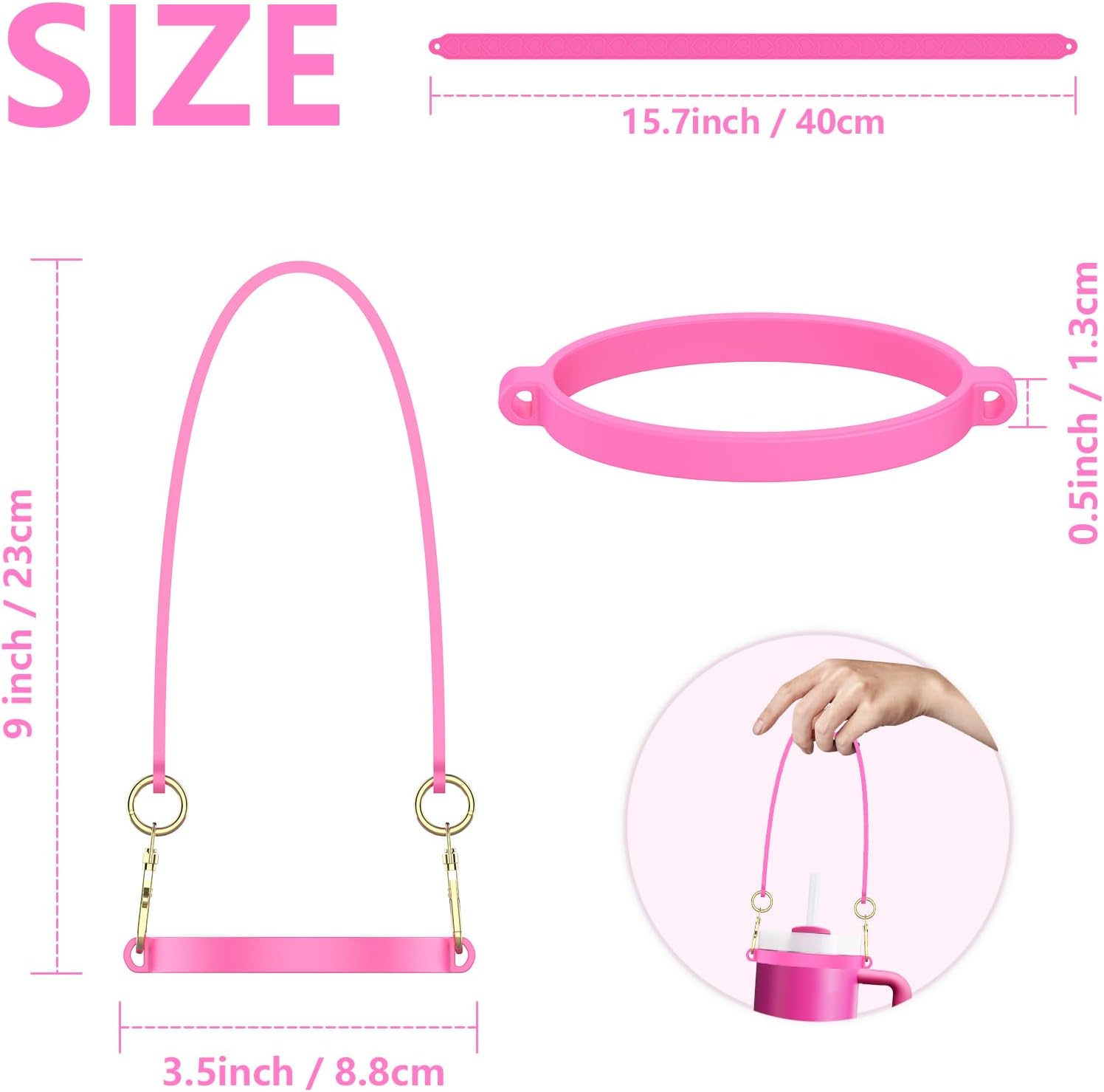 Valentine's Day Water Bottle Handle Strap, Lover Strap Cord Compatible with Stanley Cups, Silicone Carrier Bottle Accessories Fits Most 8-40oz Bottles - Image 3