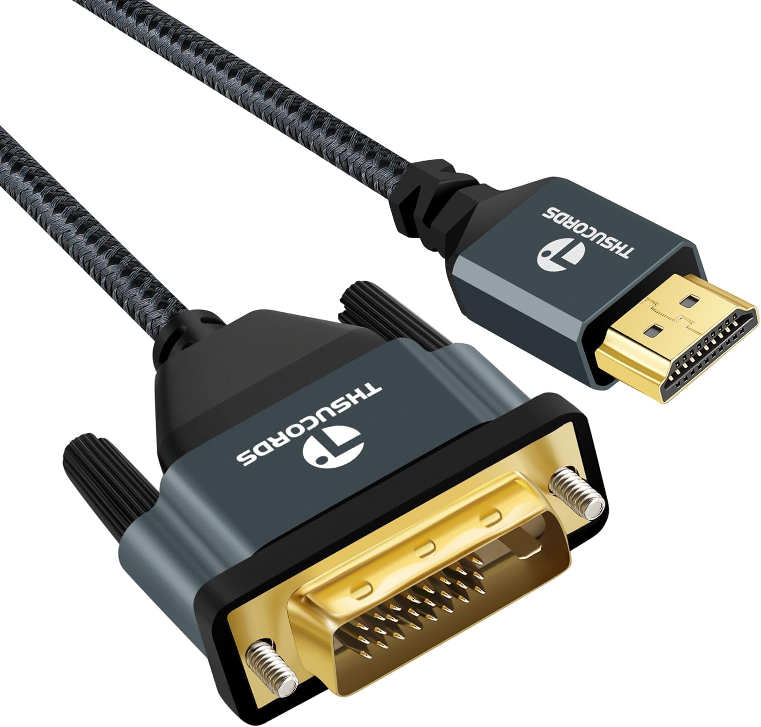 4K HDMI to DVI Cable 3.3FT, Gold-Plated & Braided DVI to HDMI Adapter Cable Bi-Directional for Projector, Laptop, TV, PC, DVD Player