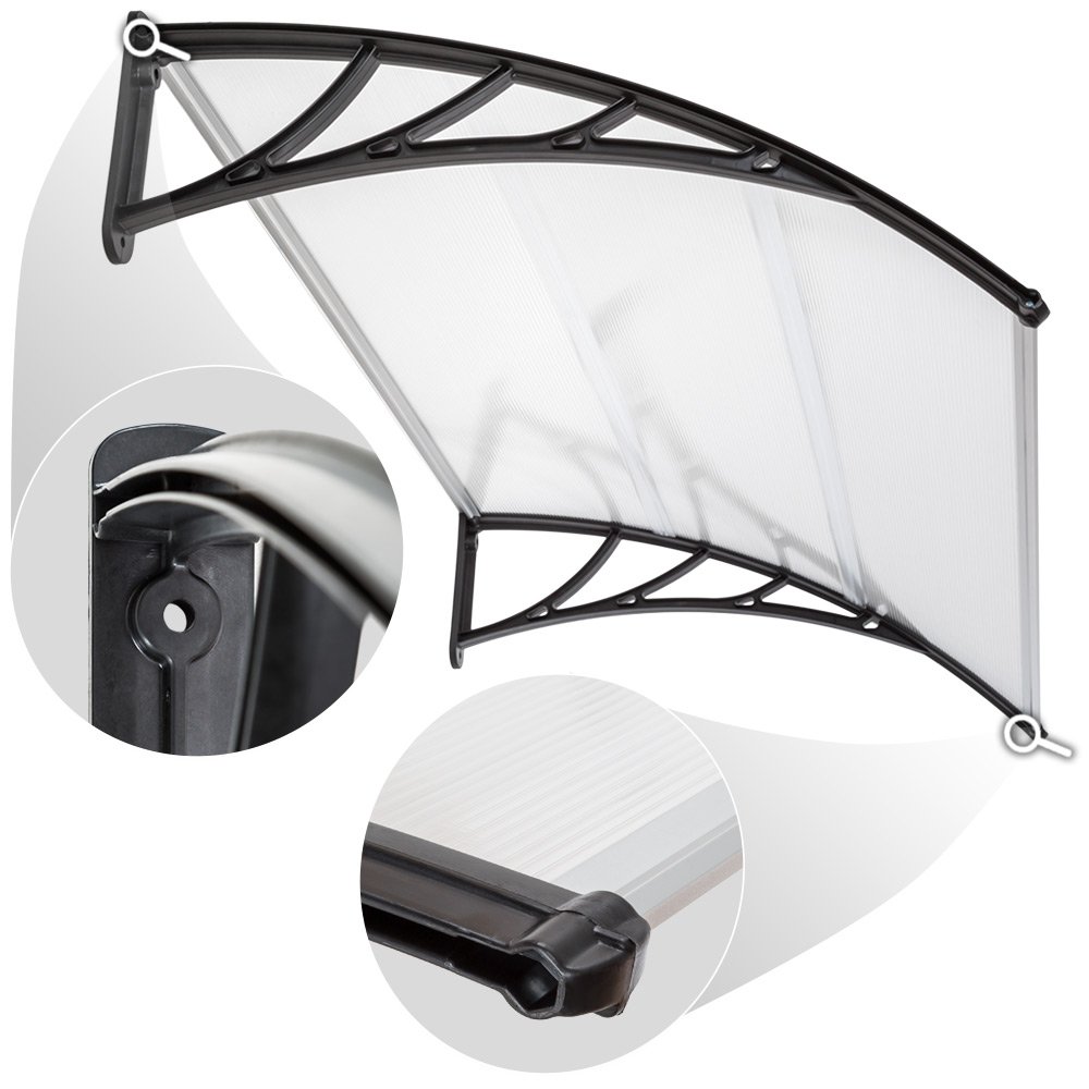 tectake® Marquesina Resistente para Puerta Entrada Exterior, Burlete Puerta Entrada, Placas de Policarbonato, Tejado Exterior y Toldos Exterior Terraza Duraderos - 93 x 150 x 0,5 cm