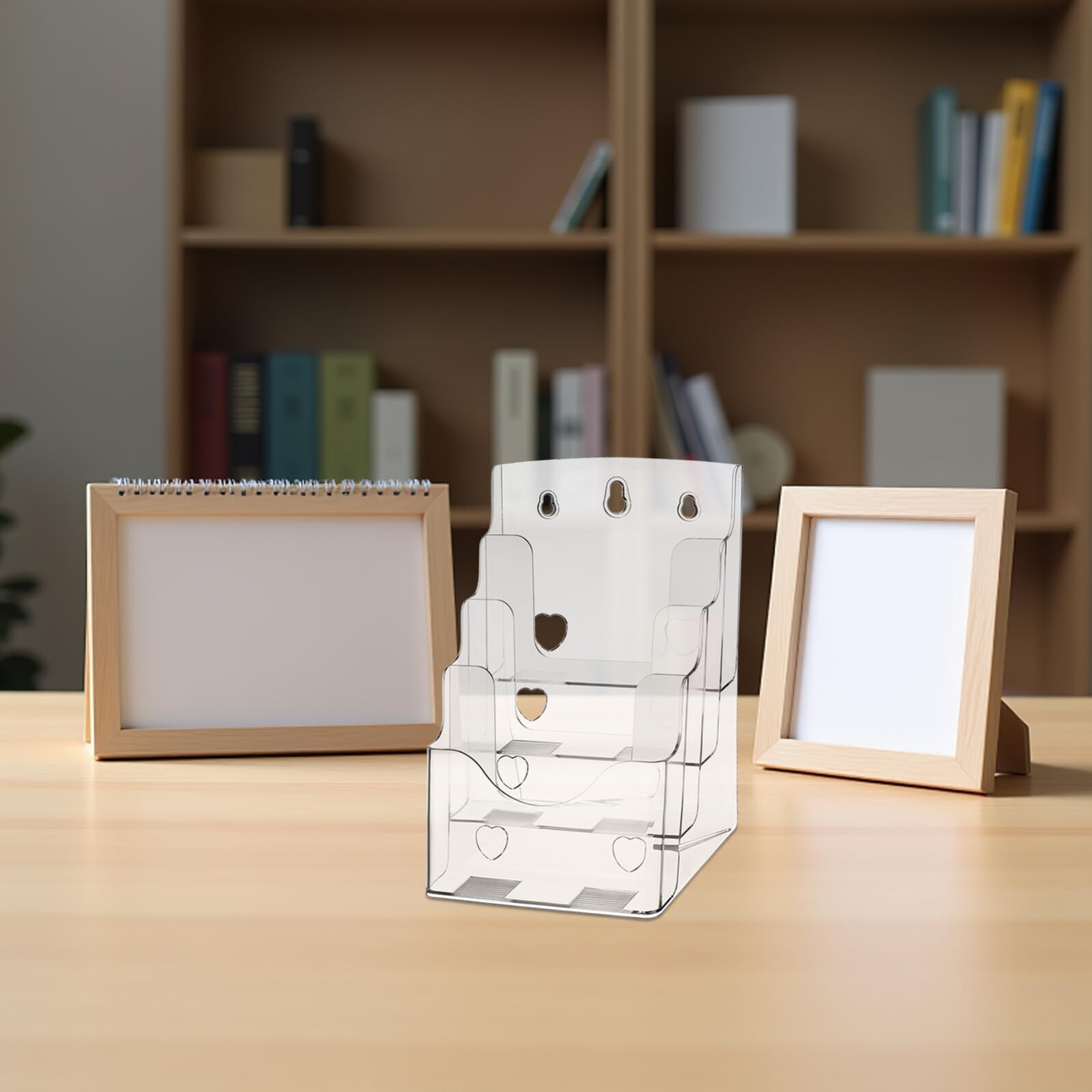 Zerodeko Lot de 2 Présentoirs de Brochures en Acrylique Transparent Porte-Documents à 4 et 3 Niveaux Support de Table pour Brochures A5 Organisateur de Documents Polyvalent pour Bureau
