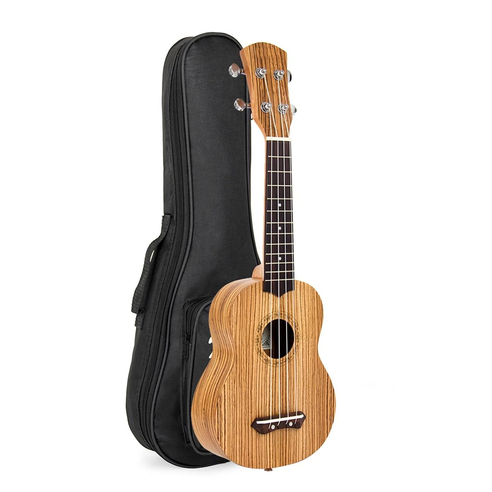 Ukulele Musikinstrumente 21-Zoll-Ukulele-Korpus Aus Zebraholz, Palisander-Griffbrett-Ukulelen-Set Mit Tasche, Stimmgerät, Gurtsaite