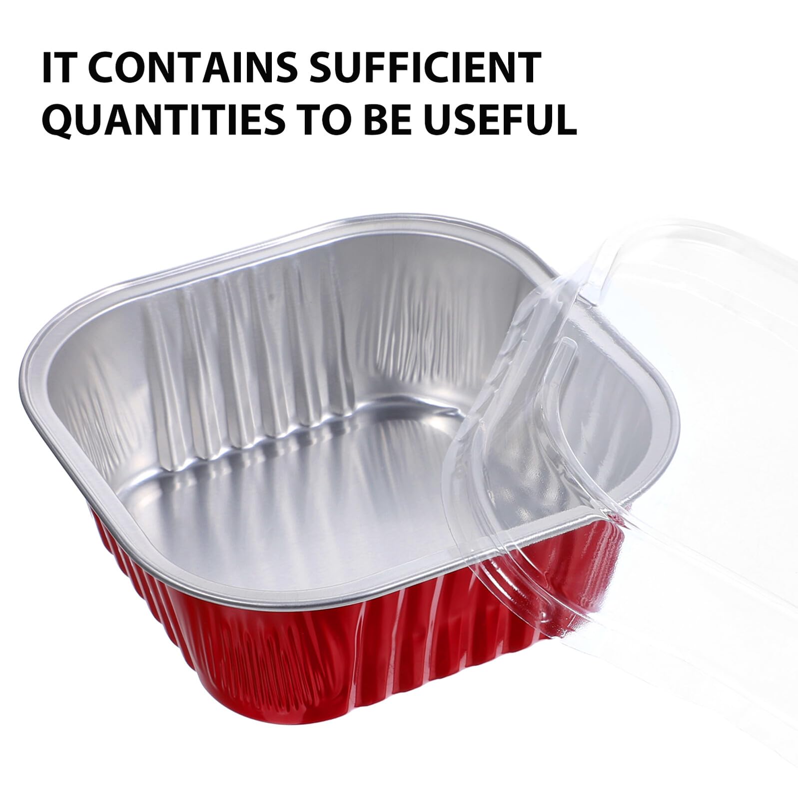 Healeved Set da 40 Vaschette in Foglio di Alluminio Coperchio per Dolci, Resistenti al Microonde e Impilabili, Capacità 300ml per Picnic e Barbecue