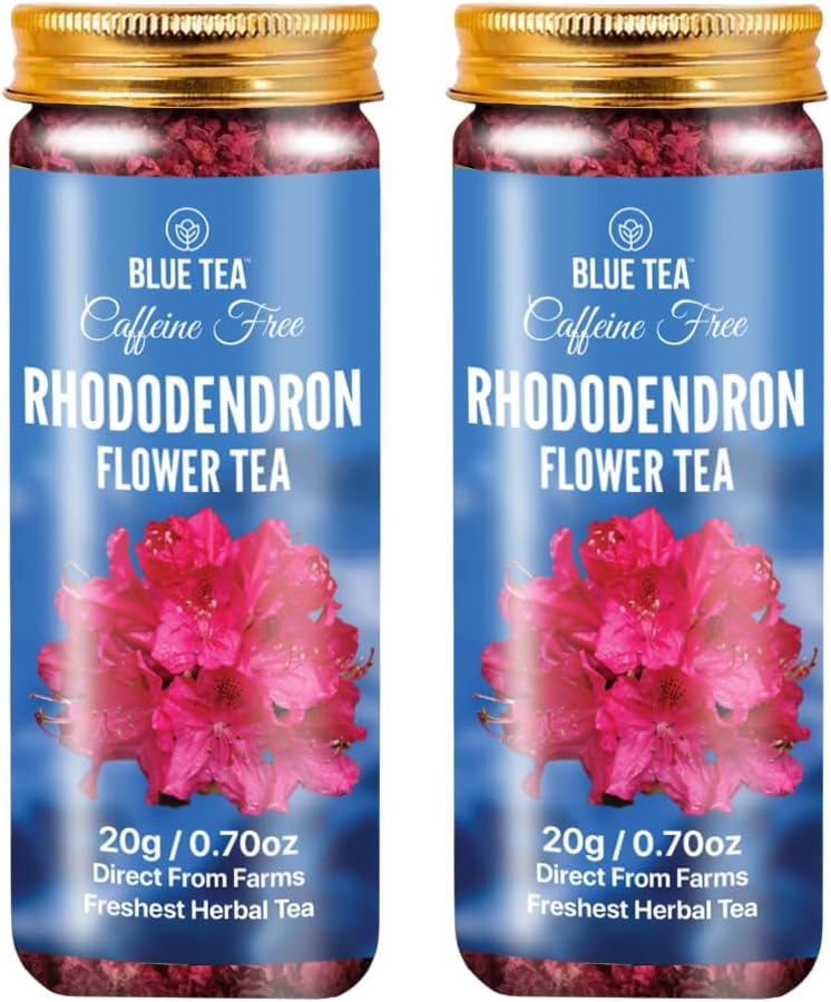 BLUE TEA - Rhododendron Flower Tea - 20gm - 20 Cups | NOURISHES SKIN | Flower Based - Antioxidant Rich - Herbal Tea - Caffeine Free - Natural - Non-GMO | Featured In Shark Tank | Pet Jar Packaging
