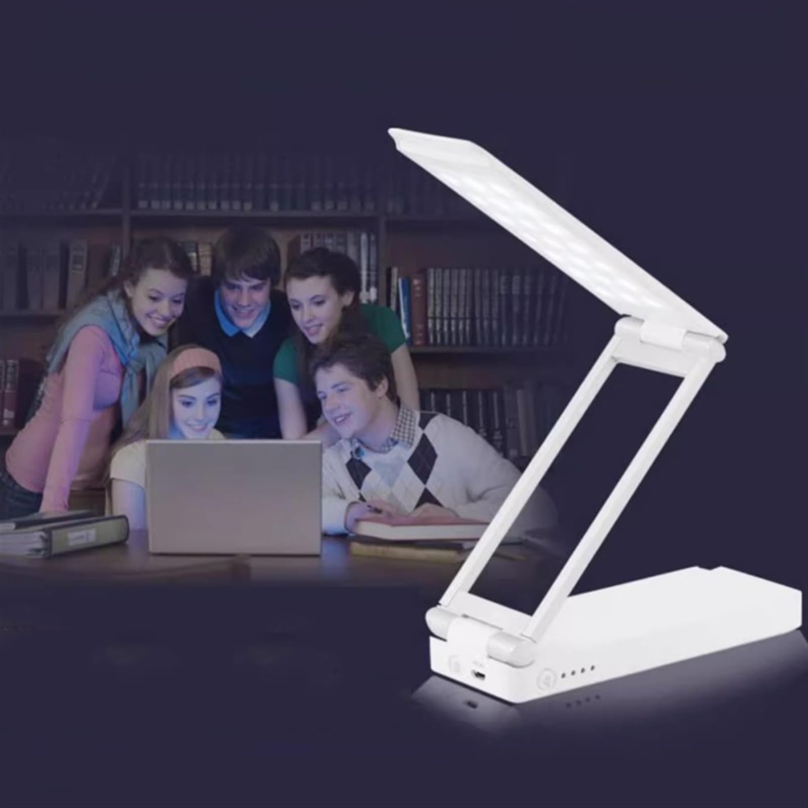 Lámpara Escritorio Lámpara de escritorio plegable portátil, lámpara de escritorio LED regulable con 5 modos de luz, lámpara de estudio de lectura con protección ocular con 2 puertos de carga USB Flexo
