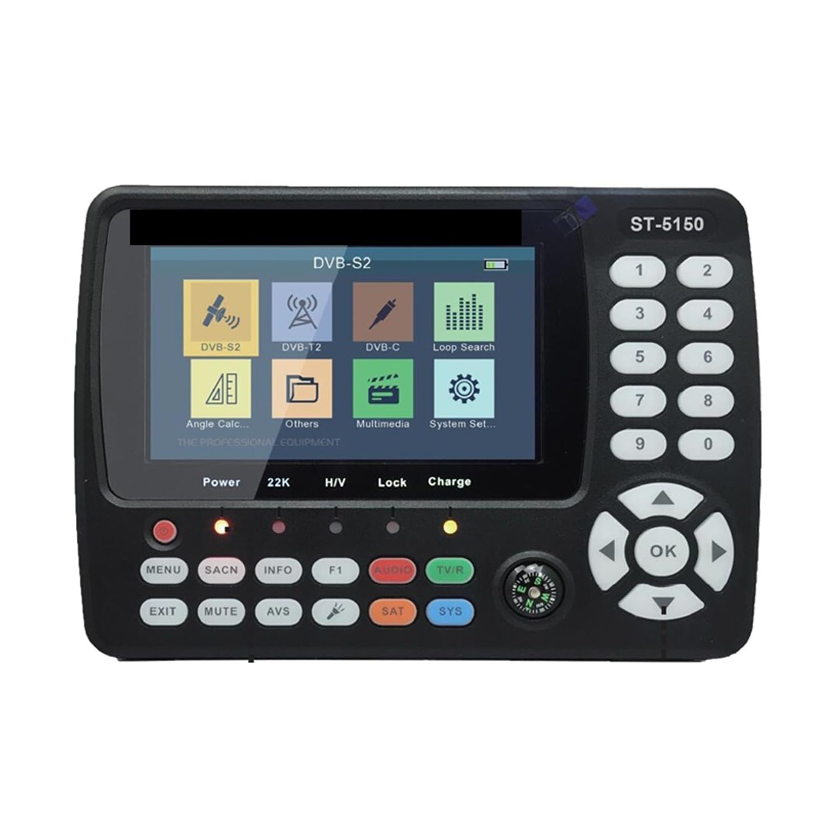 ST-5150 Cyfrowa wizjer satelitarny DVB-S2/T/T2/C Miernik sygnału kabla naziemnego z wyświetlaczem LCD Wyświetlacz LCD