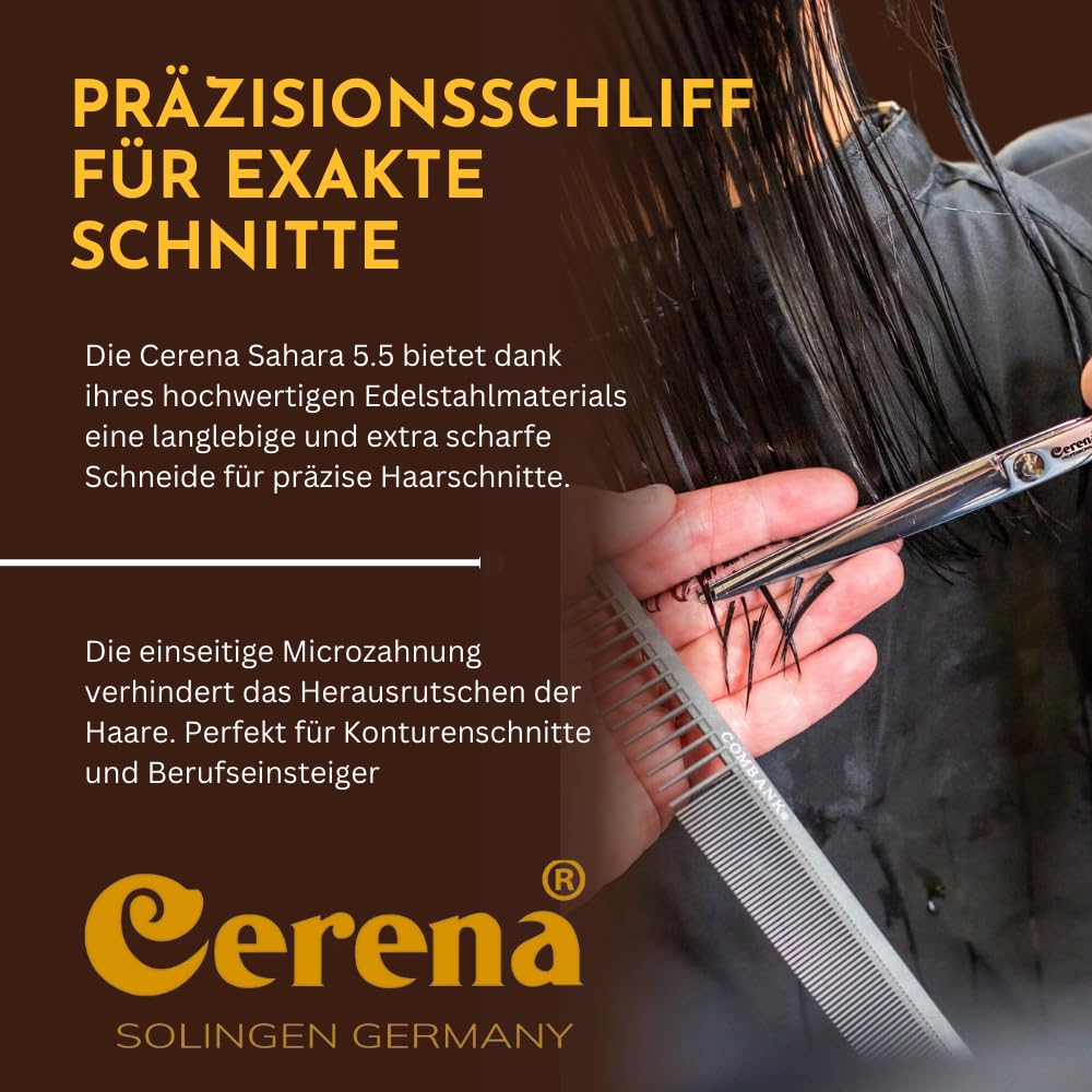Cerena© Sahara nożyczki fryzjerskie – wysokiej jakości nożyczki do strzyżenia włosów – profesjonalne nożyczki do włosów Solingen dla fryzjerów i stylizacji włosów (14 cm)