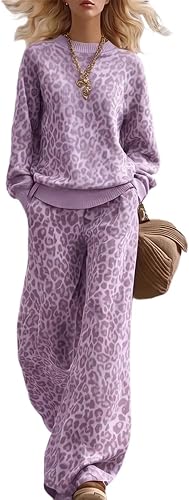 Vividcrate Leopard Print Sweatshirt and Wide Leg Pants Set How To Style Wide Leg