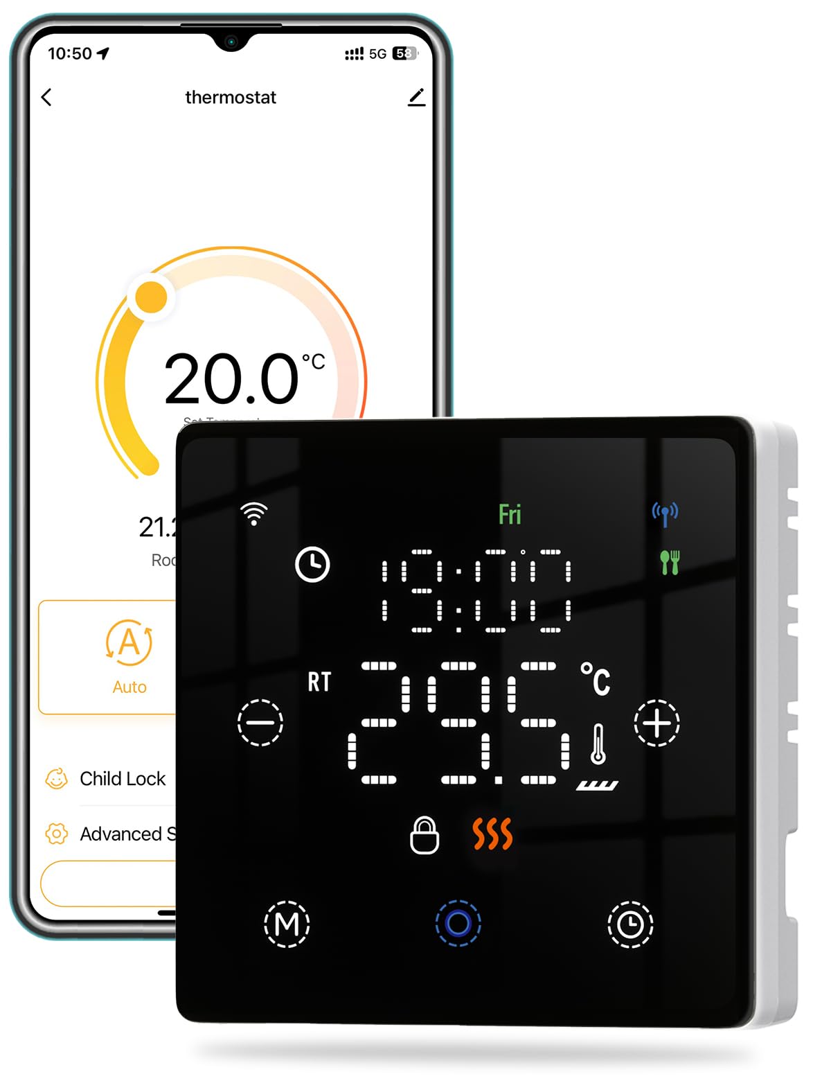 MOES Termostato WiFi a BaterÃa de 2 Hilo, Calefaccion la Caldera Apto para Calderas de Gas, Termostato Programable Controlable por Voz, Compatible con Google Assistant/Alexa/Tuya/Smart Life