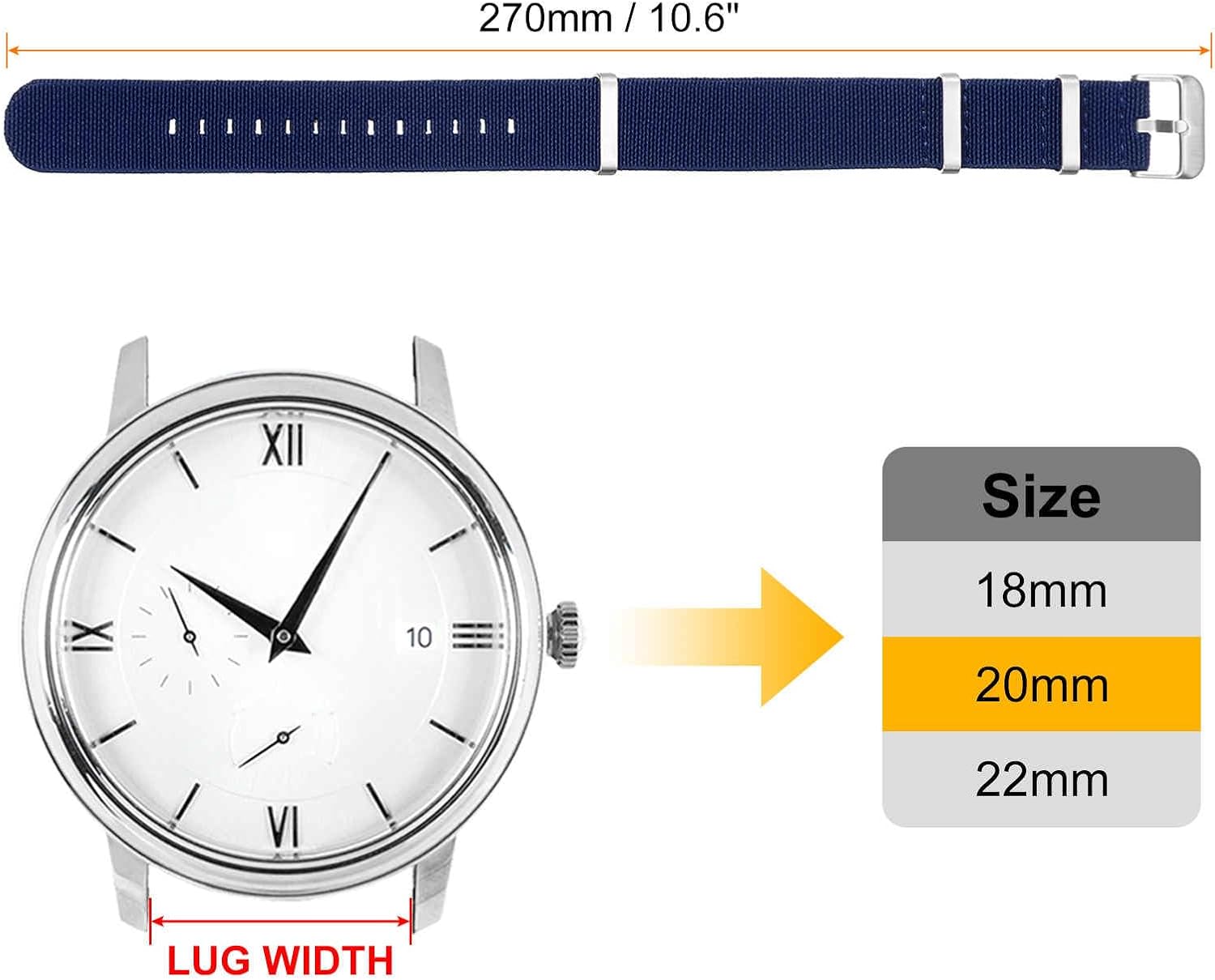 HARFINGTON Elastic Nylon Watch Band w/Buckle image 2
