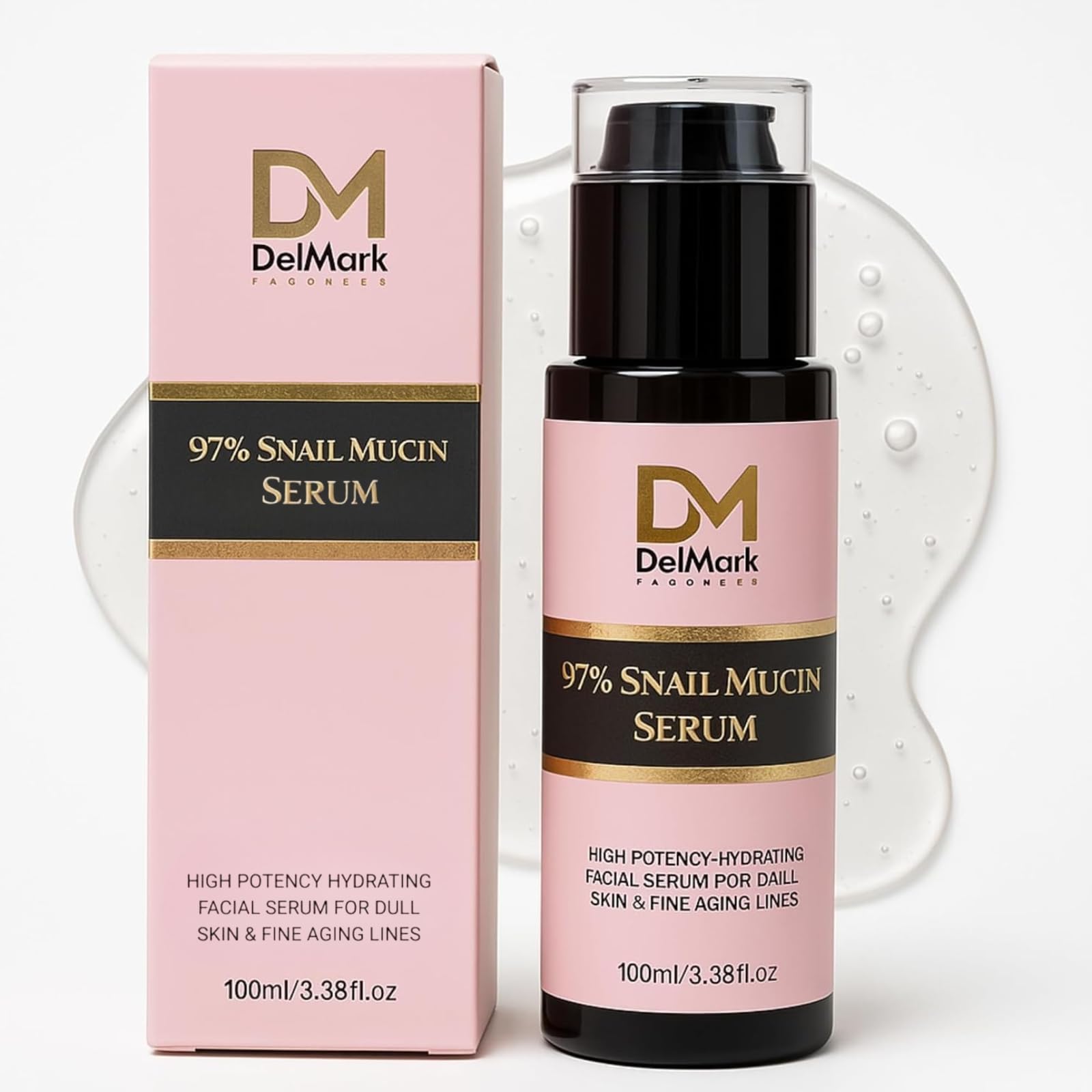 Snail Mucin Serum 100ML, 97% Snail Secretion Filtrate with Hyaluronic Acid, Power Repairing Essence, Dark Spot Remover, Korean Skincare, Hydrating