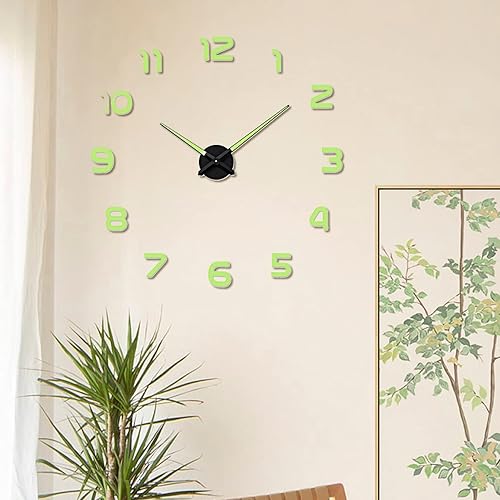 Miniatura 4 de AkoMatial Reloj de pared luminoso reloj de pared 3D sin marco que brilla en la oscuridad sin tictac reloj digital para dormitorio hogar oficina S