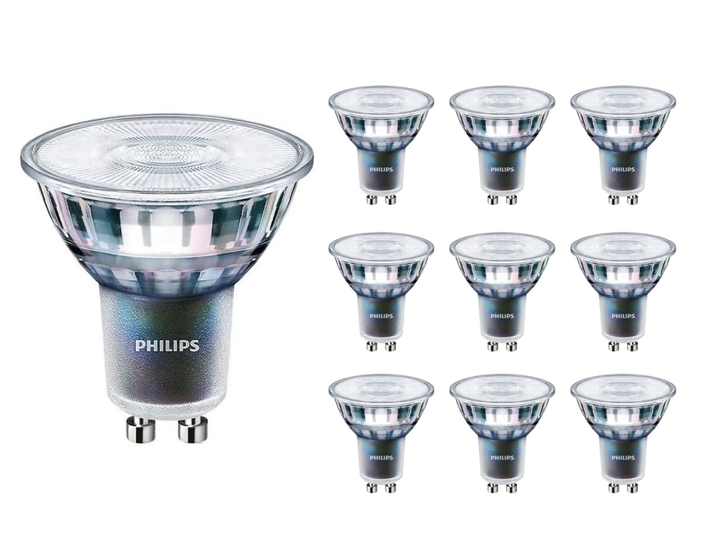 PHILIPS Master LED Expert Color GU10 5.5W 2700K Dimmable Spotlight Bulb 355 Lumens 10 Pack