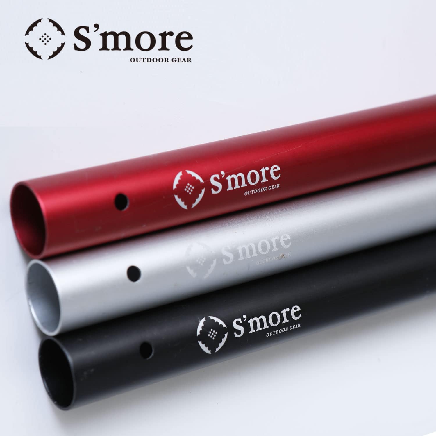 S'more Tarp Pole, Alumi Pole, 3-Level Adjustment, Aluminum Tent Pole, Knurling, Non-Slip, Anodized Treatment, Diameter 1.3 inches (33 mm), Height 55.1-110.2 inches (140-280 cm), Black