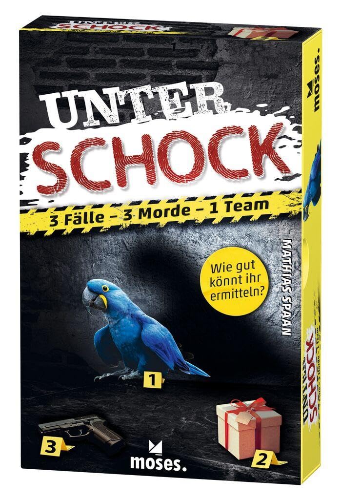 moses. Unter Schock, Crime Game for Hobby Investigators and Detectives, Cooperative Crime Sort Game with 3 Exciting Crime Cases, Escape Room Game for Beginners from 14 Years