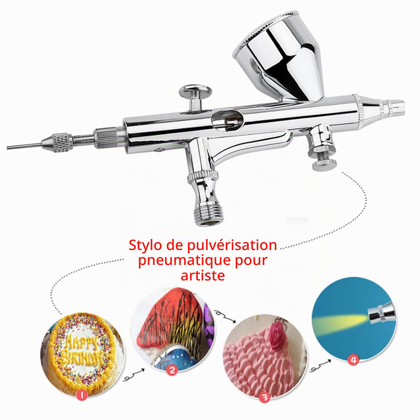 Kit Aérographe À Double Action 0 2 Mm 0 3 Mm 0 5 Mm Pistolet À Peinture À Aiguille Pour Décoration De Gâteaux Modèle Tatouage Art Peinture