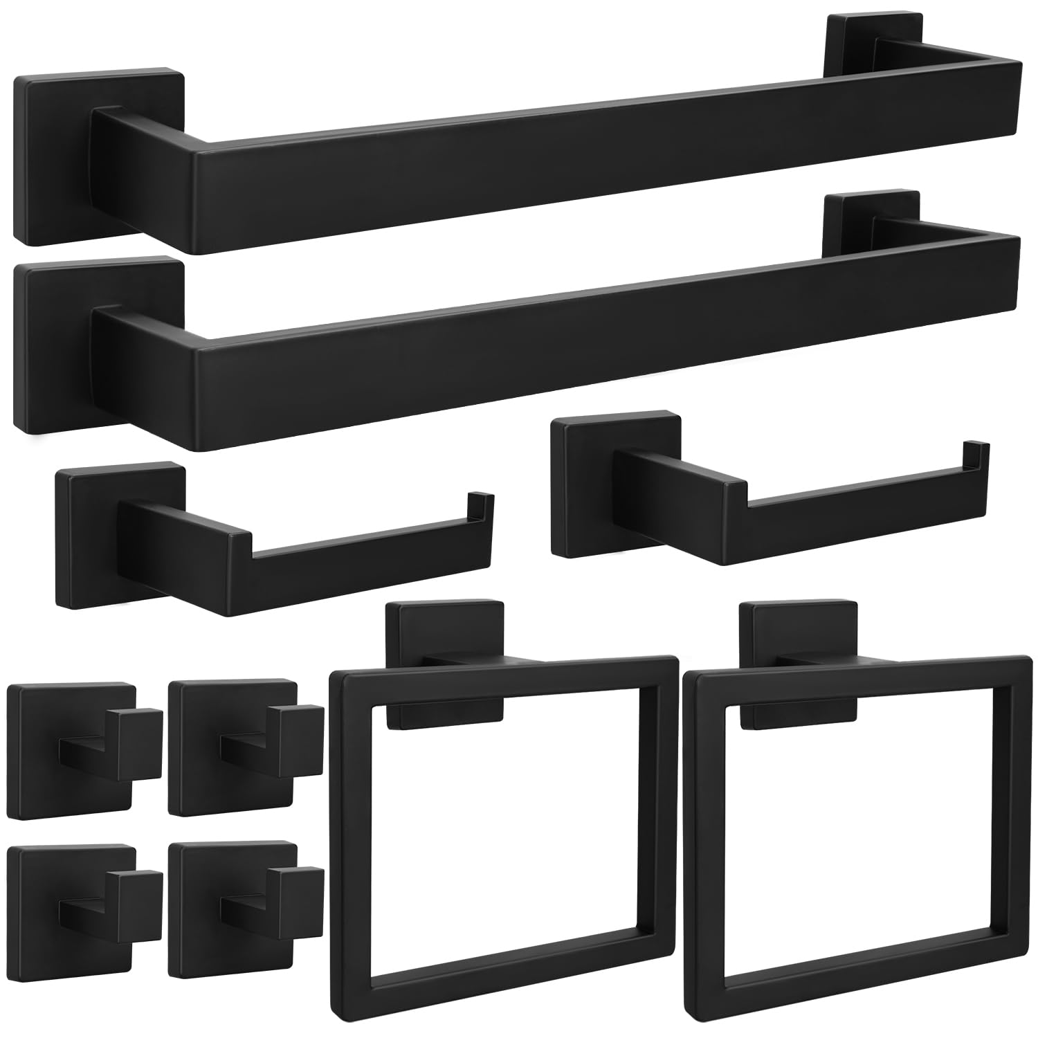 BANSA ROSE Juego De Accesorios De Baño, Incluye Barra De Toalla De 16 Pulgadas, Soporte Para Papel Higiénico, 3 Ganchos Para Toallas, Accesorios De Baño De Acero Inoxidable SUS 304, Toallero