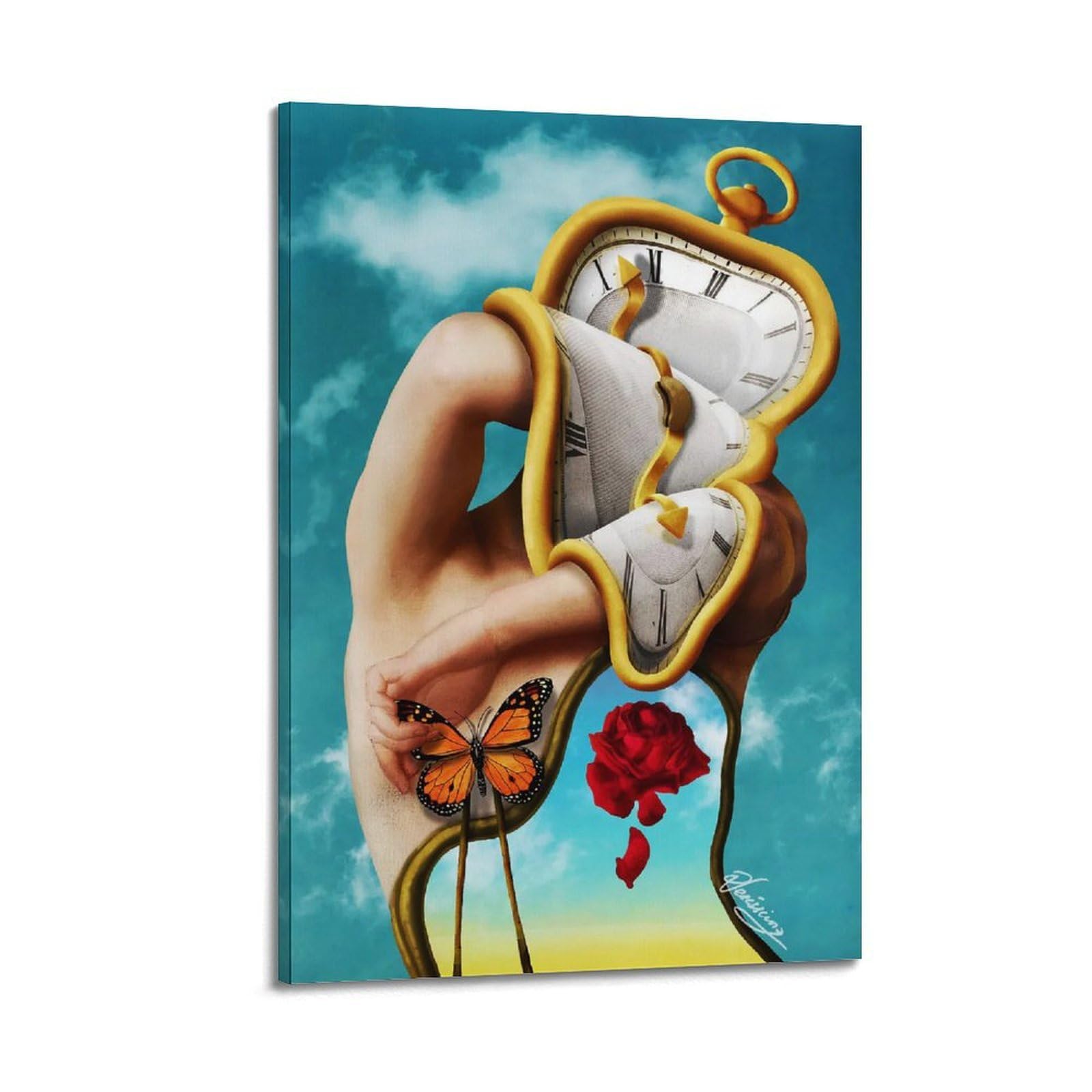 Salvador Dali Famous Work Poster Melting Clock Painting On Canvas Wall Art Scroll Picture Print Living Room Walls Decor Homes 08x12inch(20x30cm)