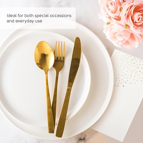 Miniatura 5 de Elegantes servilletas de estrella dorada, 100 servilletas de cena blancas y doradas, servilletas doradas desechables de 7.5 x 4.25 pulgadas,