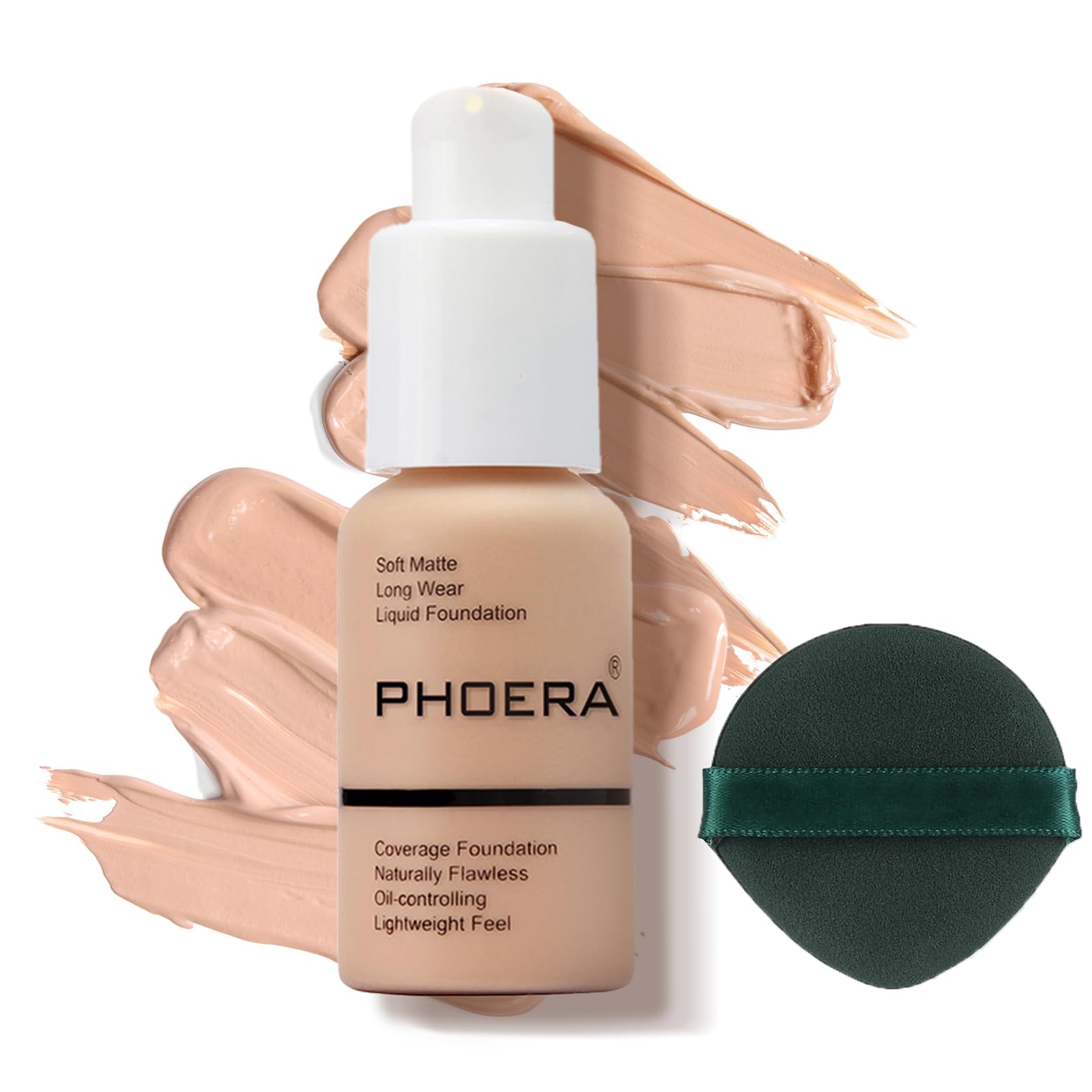 PHOERA Foundation 2er Set,Matte Flüssig Foundation mit voller Deckkraft,24H langanhaltend Make-up,wasserfest,ideal für reife Haut,deckt Hautunreinheiten,Rötungen,für Alltag,Party (2 Stück 101)