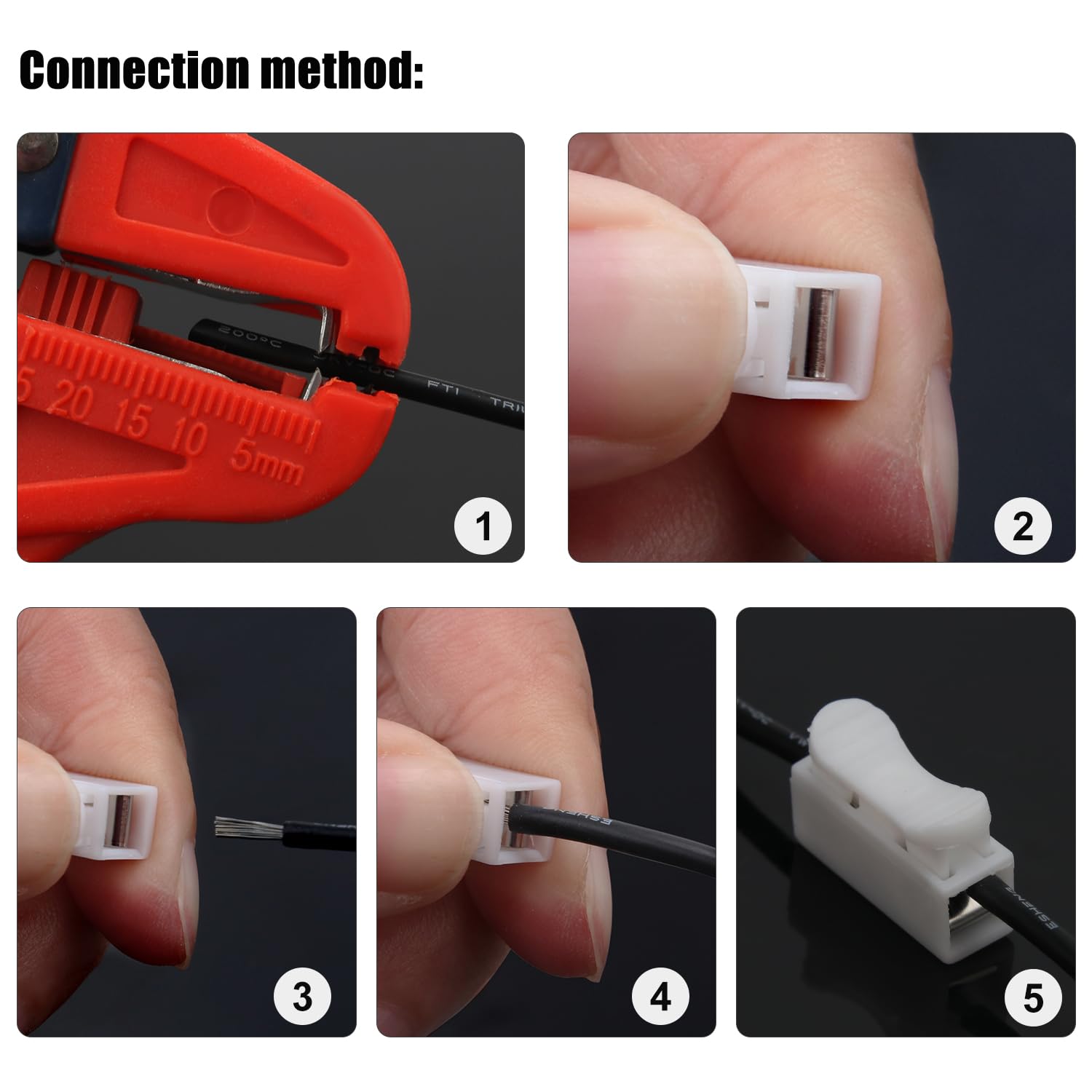 Conector Rápido de Resorte CH1 para Tiras de Luz LED, 100 Piezas