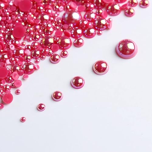 Tamaños mixtos de 0.316 a 0.315 pulgadas, 1000 cuentas de imitación de media bola con parte trasera plana, cuentas sueltas, gemas para álbum de