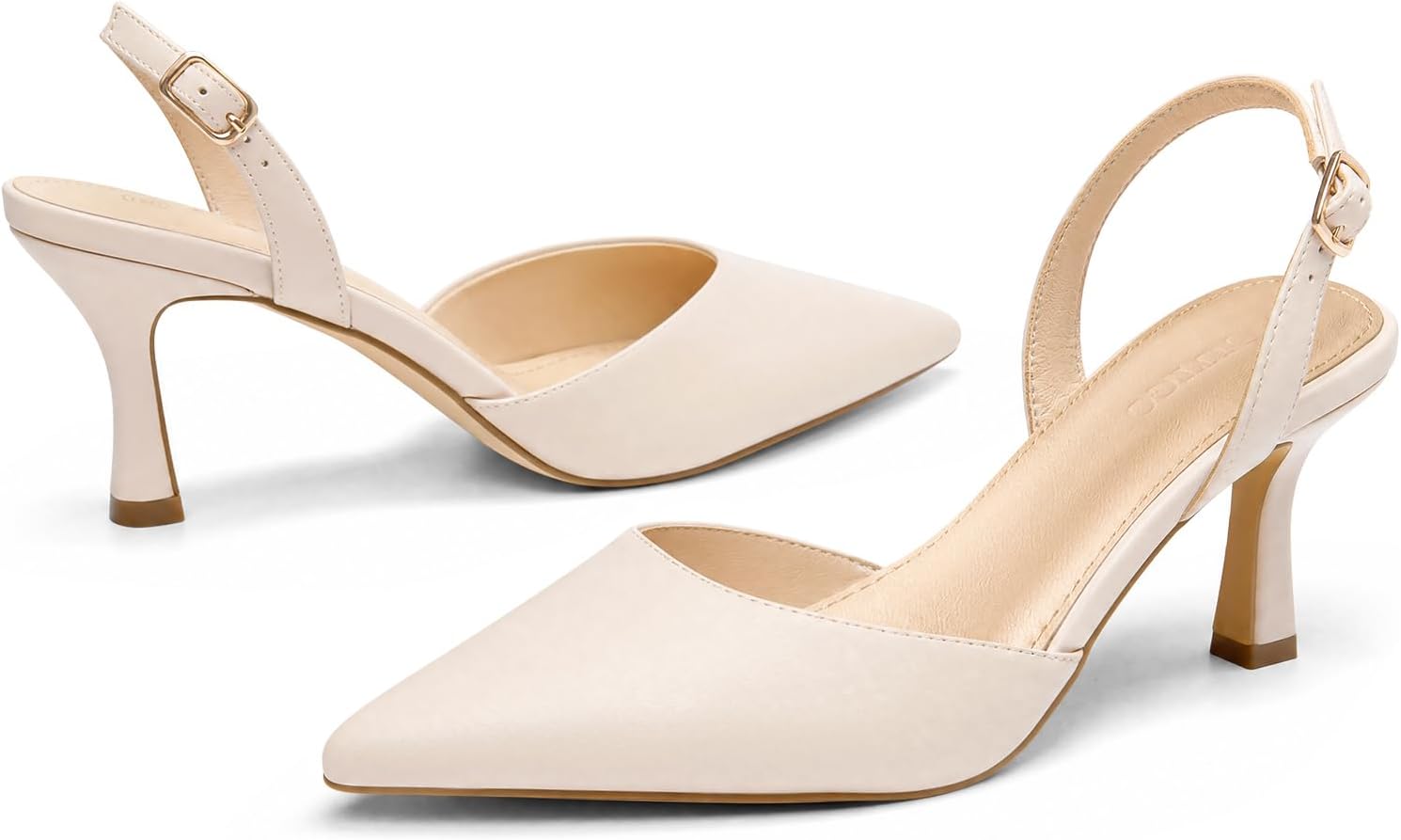 Coutgo Womens Slingback Kitten Heels Closed Pointed Toe Pumps D’Orsay Slip on Party Wedding Dress Shoes