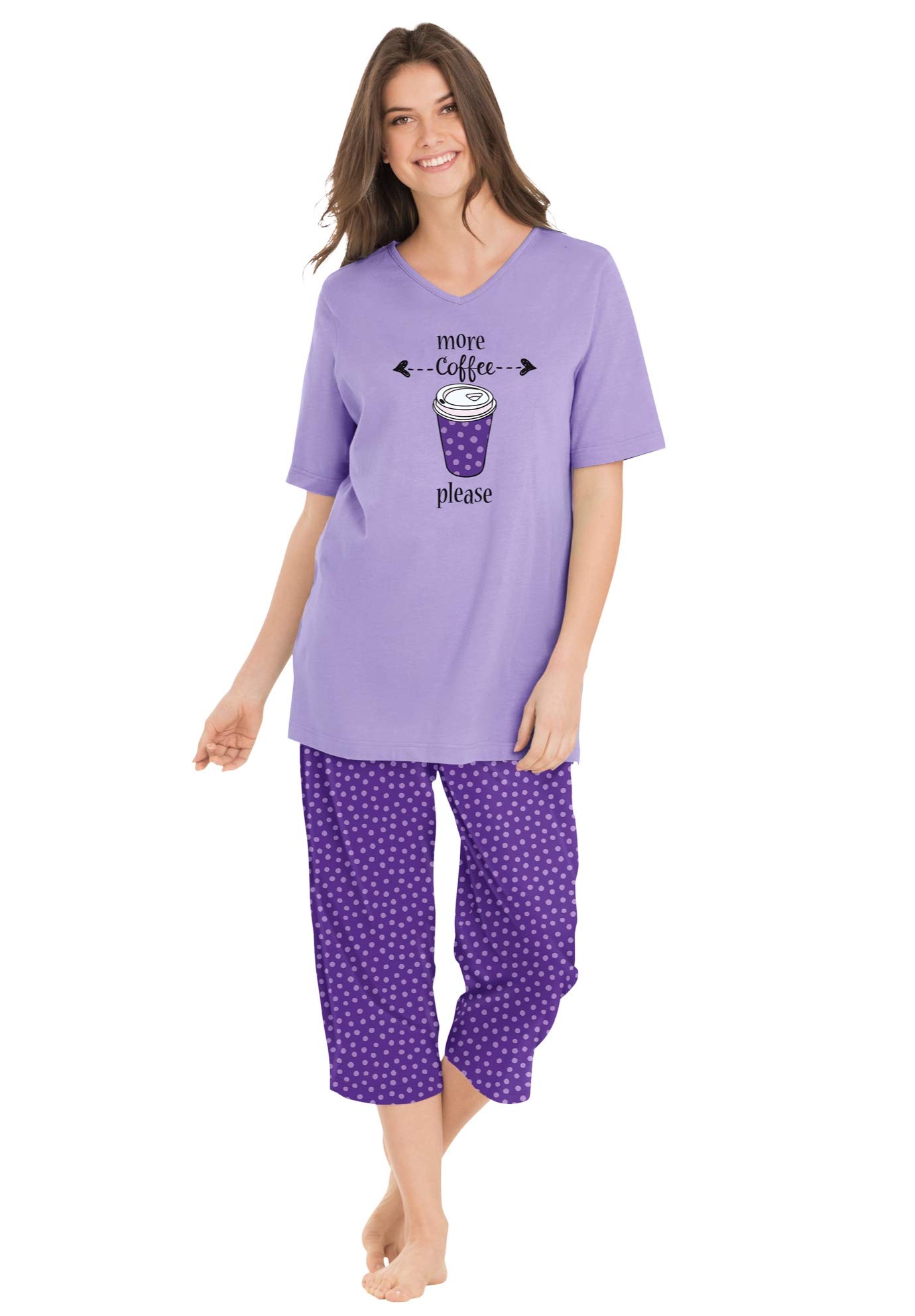 Dreams & Co.Women's Plus Size 2-Piece Capri Pj Set Pajamas