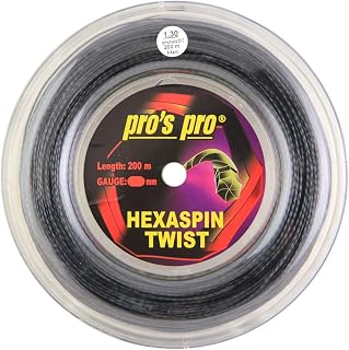 Pro's Pro Hexaspin Twist - Carrete de cuerda para tenis (200 m, 1,30 mm), color negro