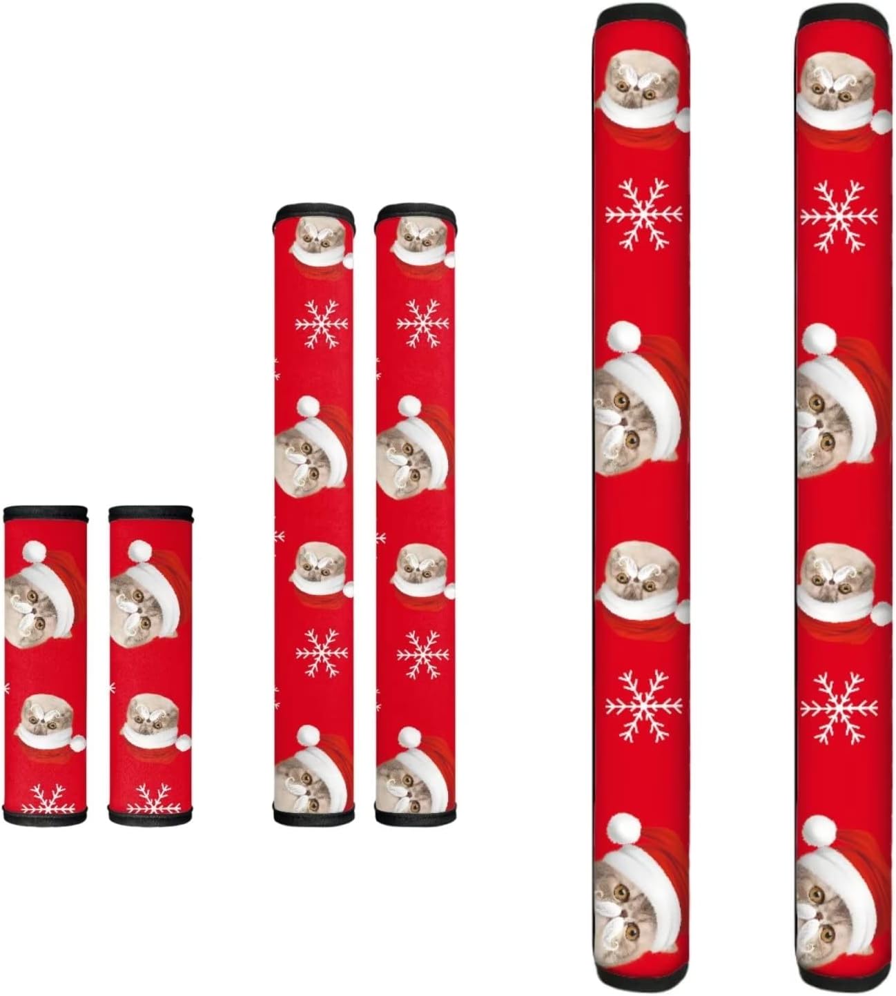 Biyejit Christmas Refrigerator Door Handle Covers Set of 6 with Xmas Cat and Snowflake Printed Washable Keep Kitchen Appliance Clean for Fridge Microwave Stove Keep Off Stains Dust Dirty Fingerprint