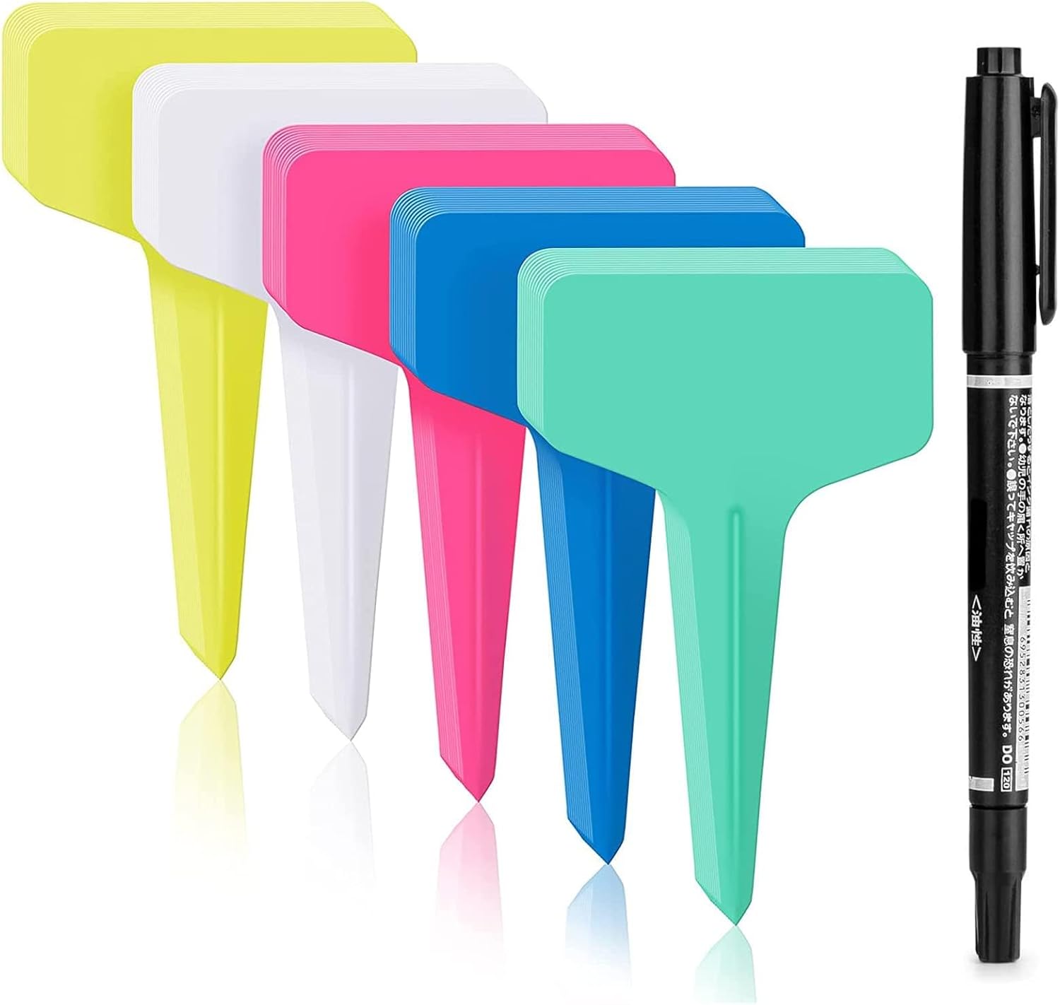 Plastic Plant Labels, 100Pcs TType Reusable Plant Labels Garden