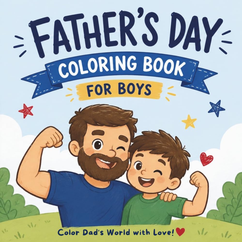 Father's Day coloring book For Boys: 50 Fun and Heartwarming Father’s Day Scenes to Color | 102 Pages | 8.5 x 8.5 in | Bold and Easy Coloring