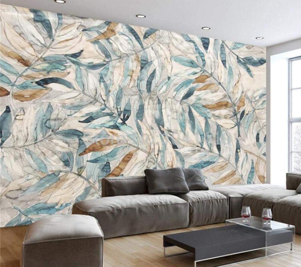 Papier peint photo personnalisé moderne rétro feuilles WLLLO 200cm