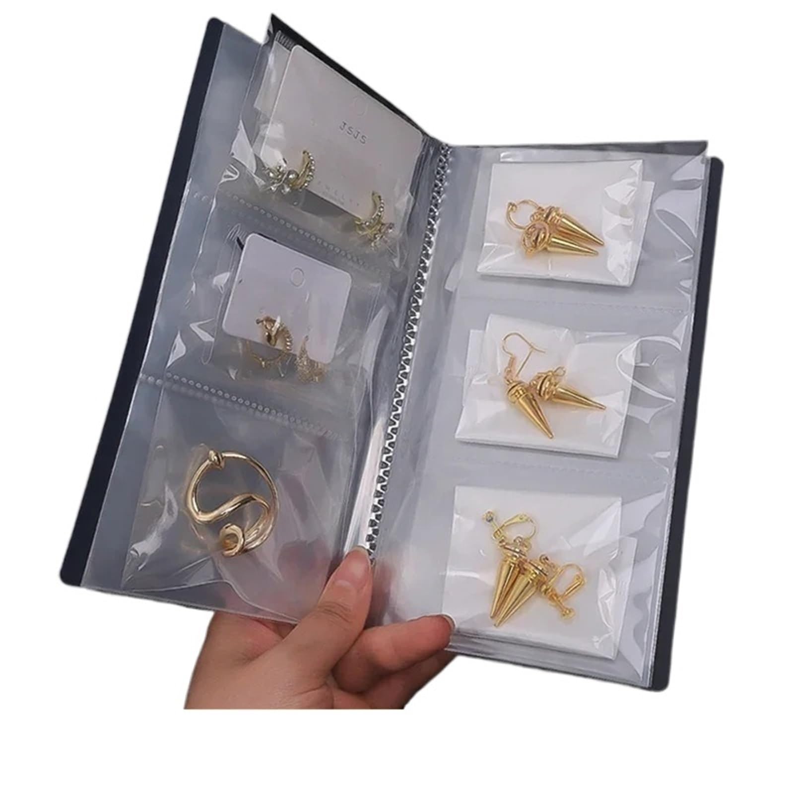 HUWOYG Jewelry Storage Albums Desktop Drawer Organizer BoxesTransparent Necklace Bracelet Ring Book Holder Bag For Rings Necklace(Color2)