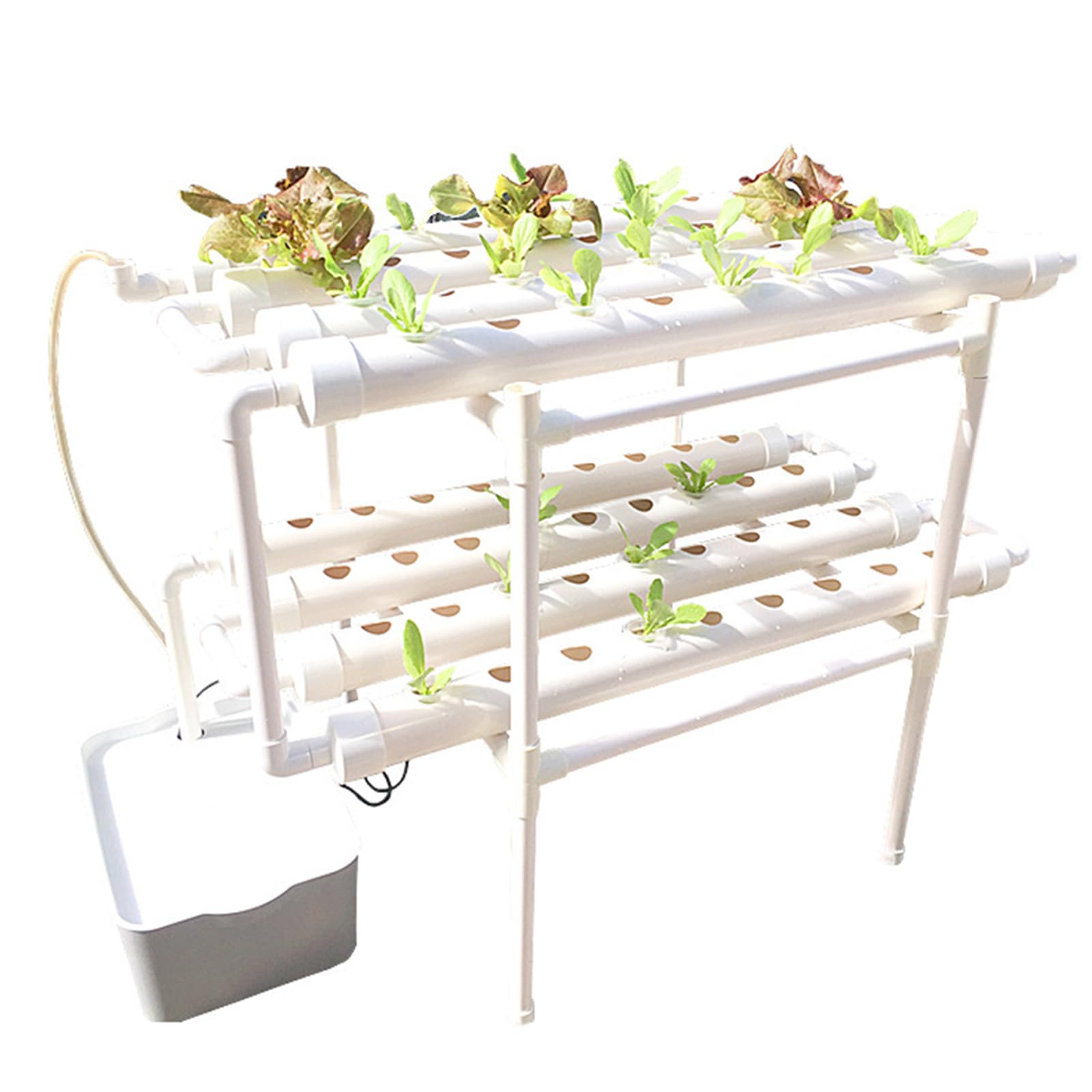 Kit de culture hydroponique, 72 trous, 8 tuyaux, 2 couches, construction verticale pour plantes végétales, culture hydroponique, jardin, terrasse, systèmes de culture hydroponique pour