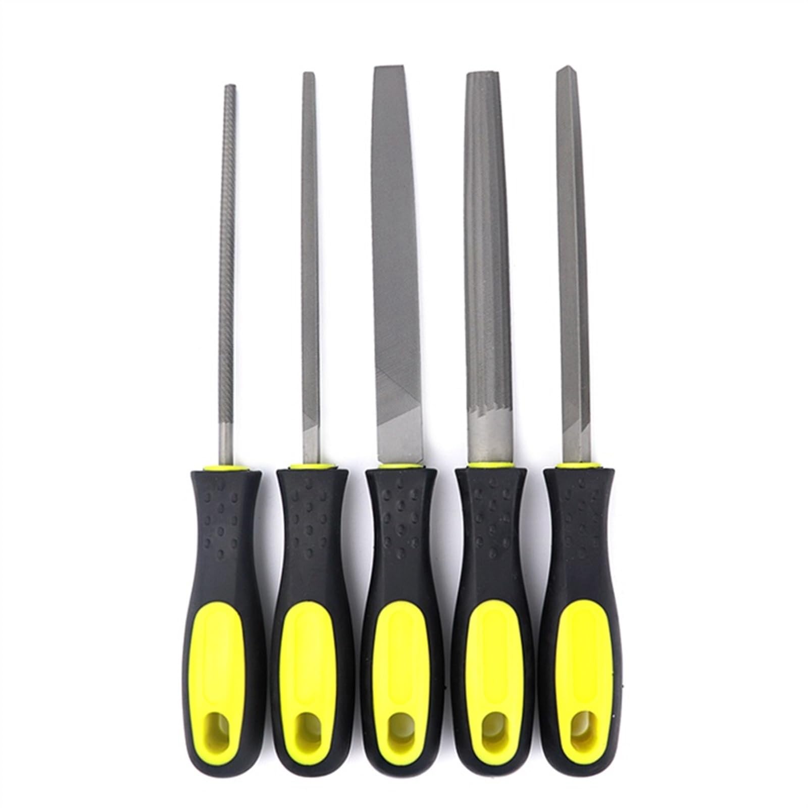 5-teiliges Holzfeile-Raspel-Metallfeilen-Set 6''/8''/10'' Flach/Dreieck/Rund/Quadrat/Halbrunde Form Stahlfeilen Handwerk Holzbearbeitungswerkzeug(8 Inch)