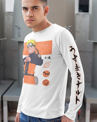 Miniatura 5 de Ripple Junction Naruto Shippuden Naruto Block Symbols Anime Adulto Unisex Camiseta de manga larga con licencia oficial, talla única
