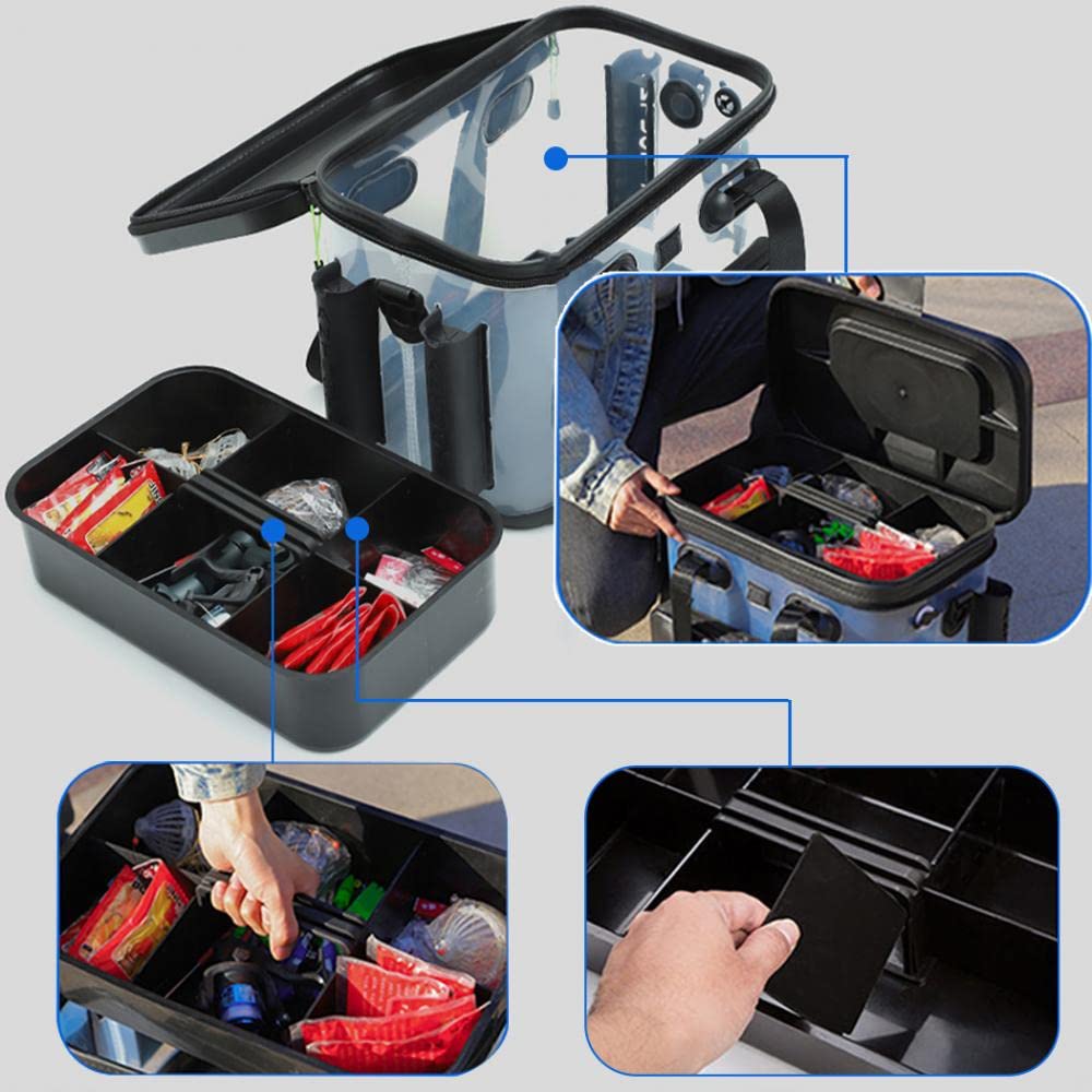 Amazon.co.jp: タックルバック 釣りバッカン ロッドホルダー付き 透明