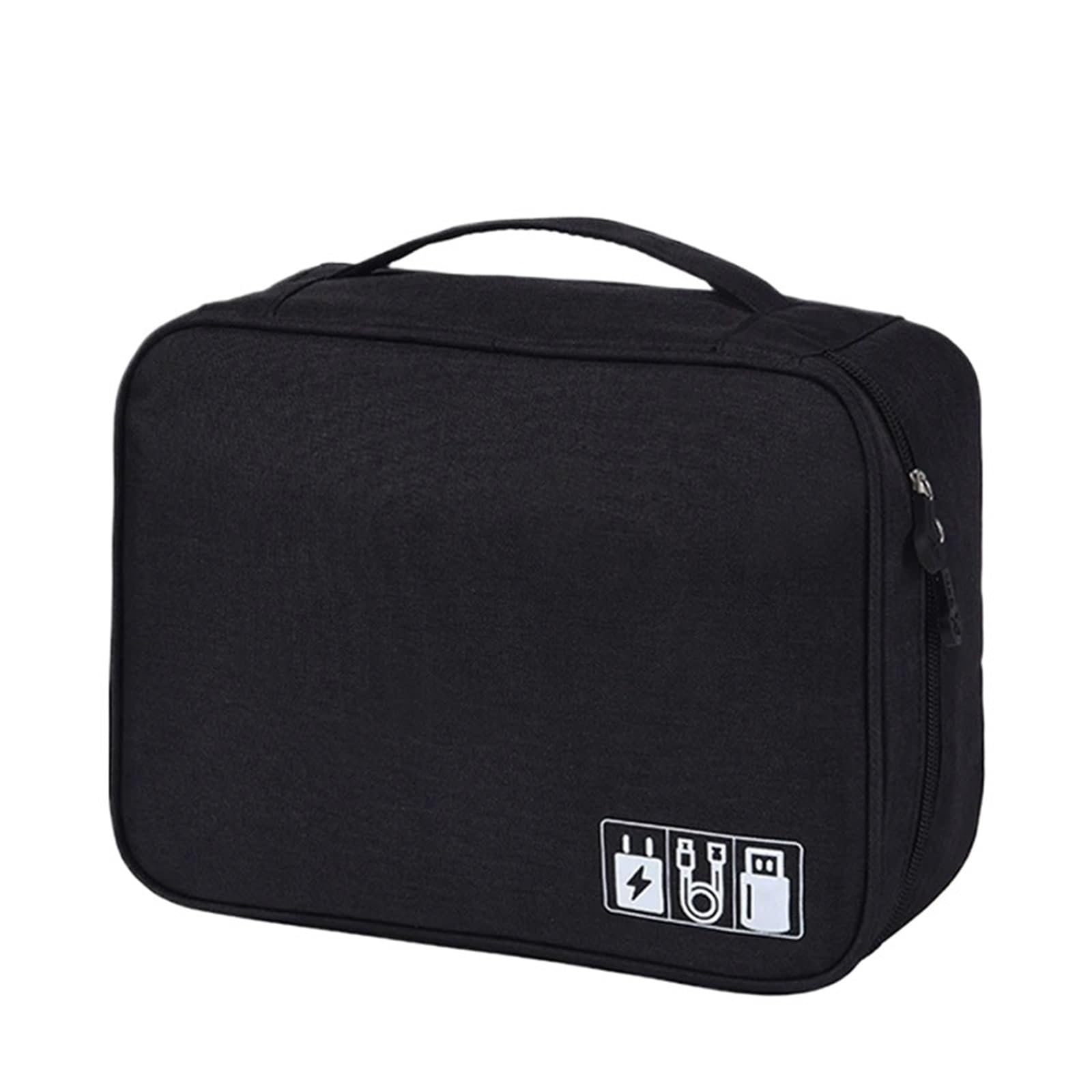 Organizer Cavi Custodia for Cavo da Viaggio da 2 Pezzi Borsa for archiviazione Digitale Impermeabile Portatile Cavo Dati USB Caricatore for Cavo di archiviazione(Black,1Layer(24.5x10x18cm))