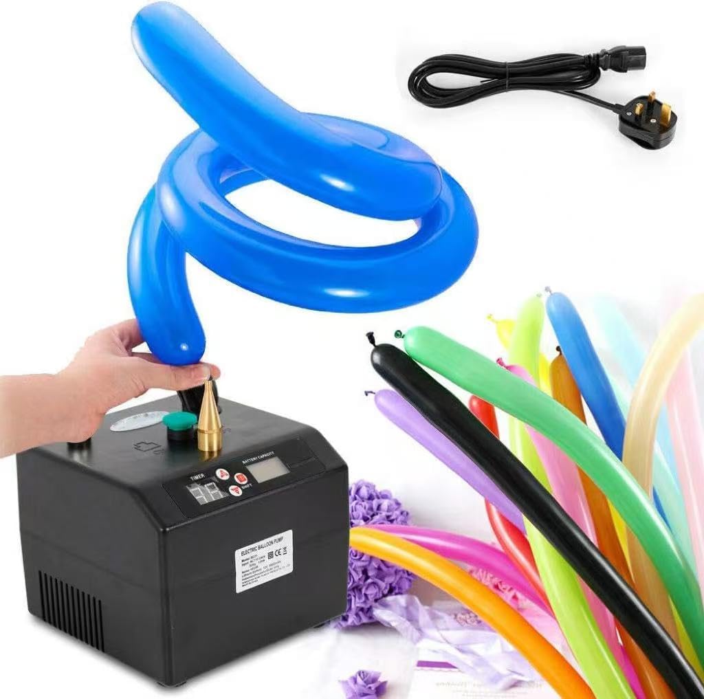 Akumulatorowa elektryczna pompka balonowa z timerem, przenośna pompka powietrza do szybkiego pompowania na imprezy i dekoracje