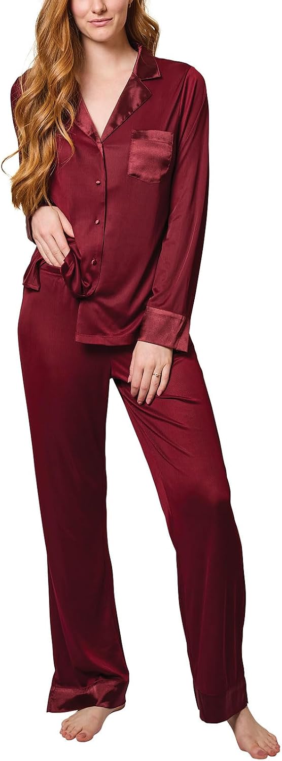 Women's Luxe Satin Button-Front Pajama
