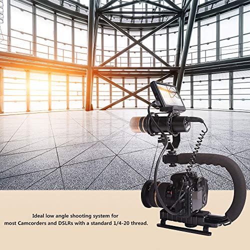 Image of Flash Stand U-Type DV Video Shooting Portable Handheld,C-Shaped Stand Camera Bracket Holder Stabilizer Handle Grip with Accessory Shoe Mount for Camera Camcorder DSLR DV Video-Black