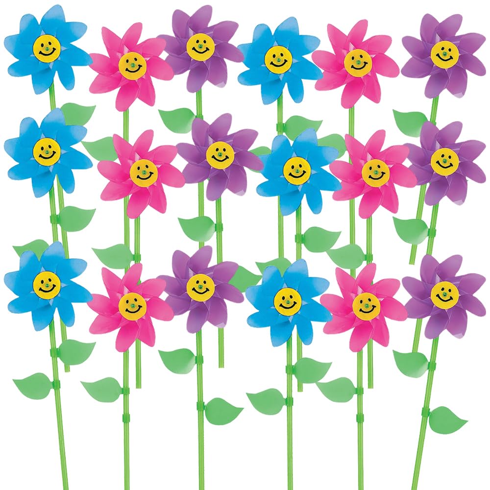 Amazon.com: Smiling Flower Pinwheels (Set of 36) Bright Assorted