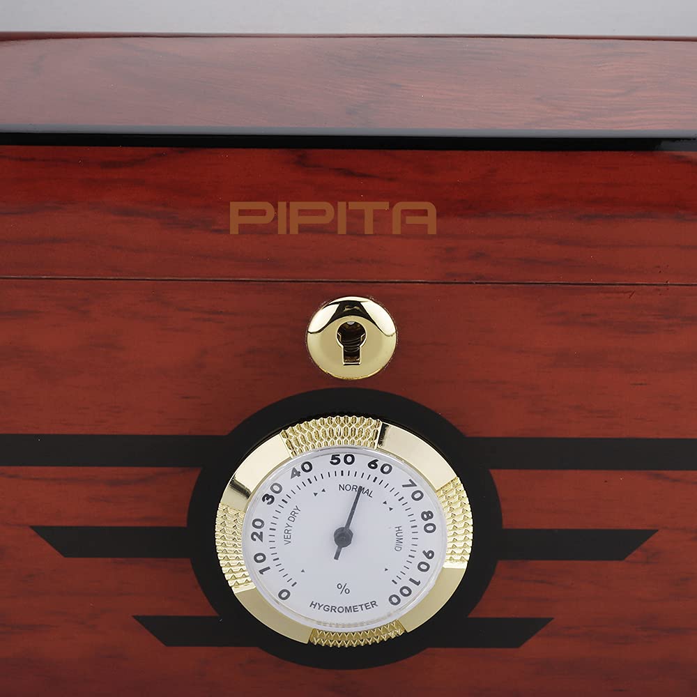 PIPITA Cigar Humidor, Luxury Handmade Cigar Humidor Box with Hygrometer