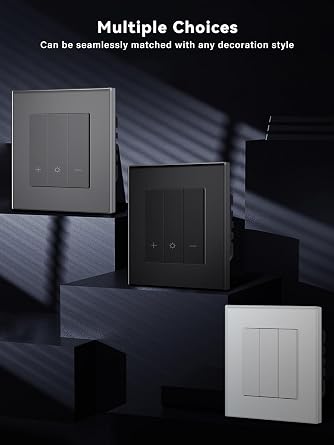 BSEED LIFE WiFi Smart Dimmer Switch,Intelligent Dimmer Wall Switch for SmartHome,Compatible with Alexa&Google Home,APP&Voice Control(Smart Life/Tuya App),86 * 86cm Black