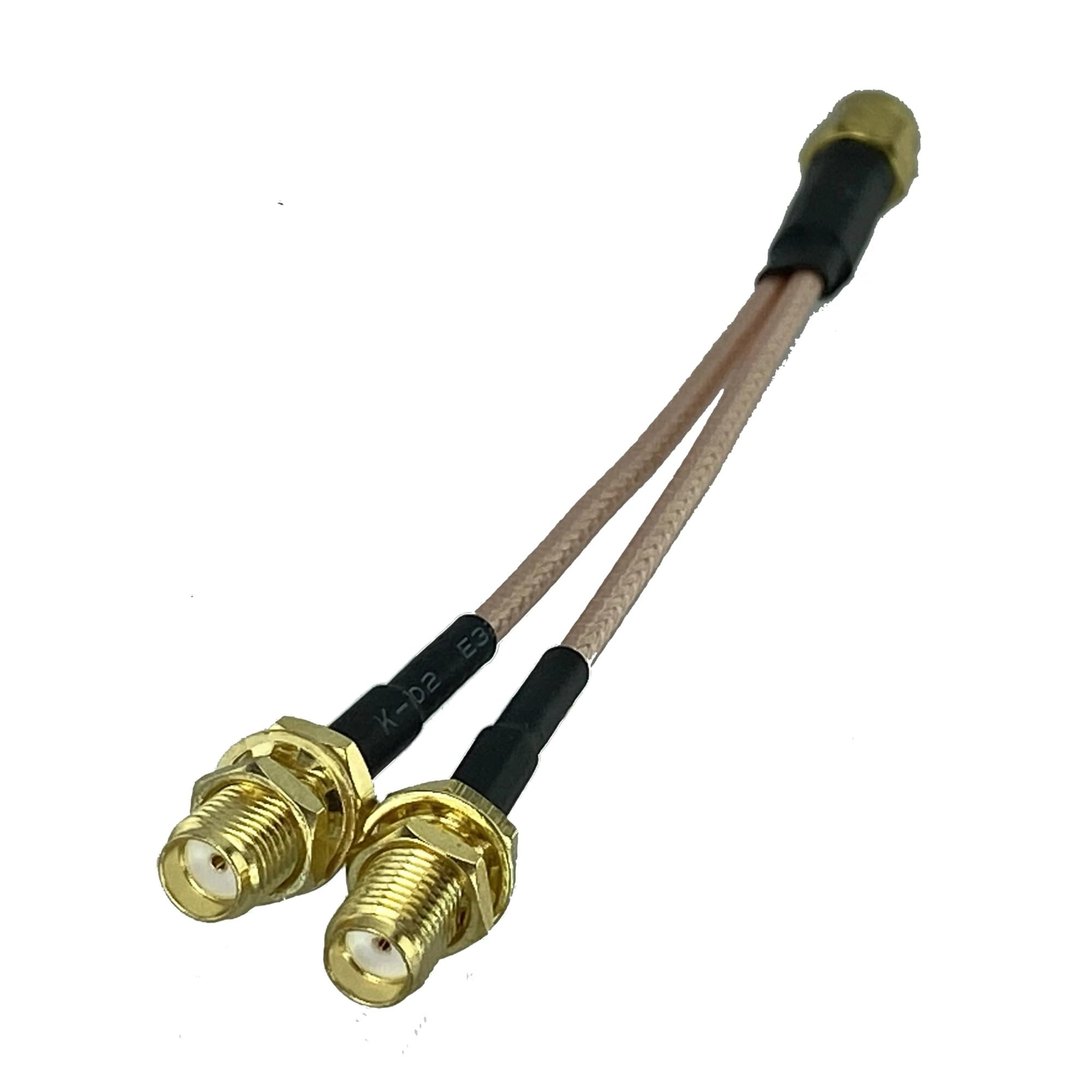 Connettore sdoppiatore a Y con Spina Maschio RG316 e Jack Femmina Terminali a crimpare Cavi Patch a Treccia da 4 Pollici a 10 Piedi(Type 2-SMA 1F2M,2FT (60CM))
