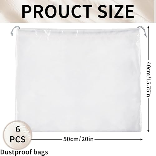 Miniatura 2 de Paquete de 6 bolsas para el polvo para bolsos, bolsas de almacenamiento de seda a prueba de polvo con cordón, bolsa de seda para bolsos, ropa,