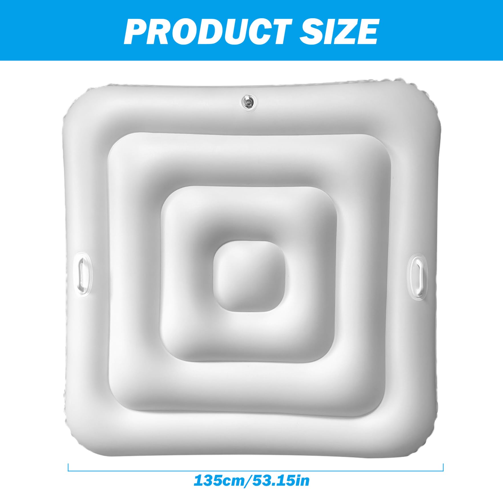 Couverture de Spa Gonflable carrée de 55 Pouces, Couverture Spa isolée en PVC avec poignée, Valve à dégagement Rapide, Protection Thermique Anti-Feuilles et Anti-Pluie pour terrasses g